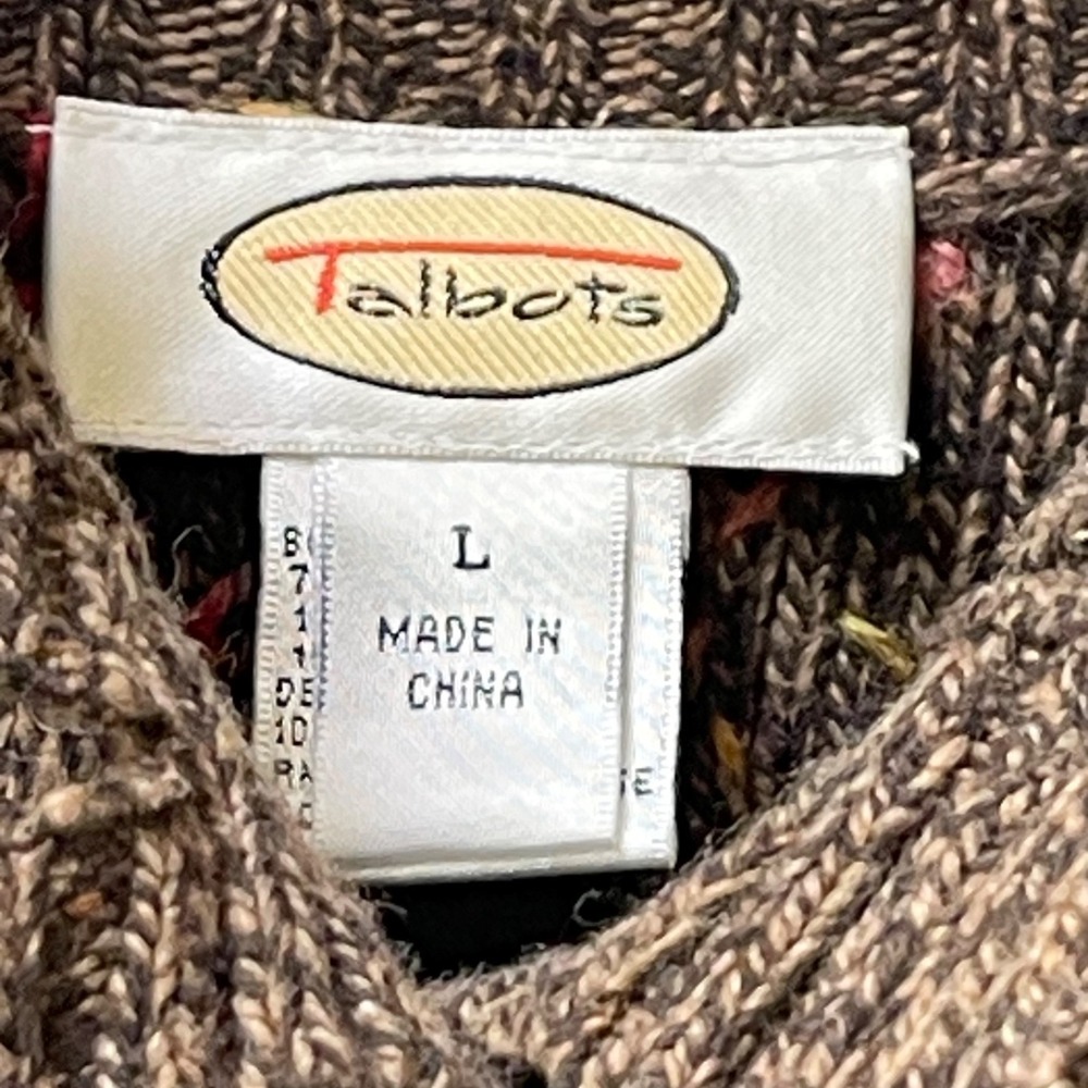 Vintage Talbots Womens L Cardigan Bright Striped Textured USA Made Floral Button - Picture 3 of 14